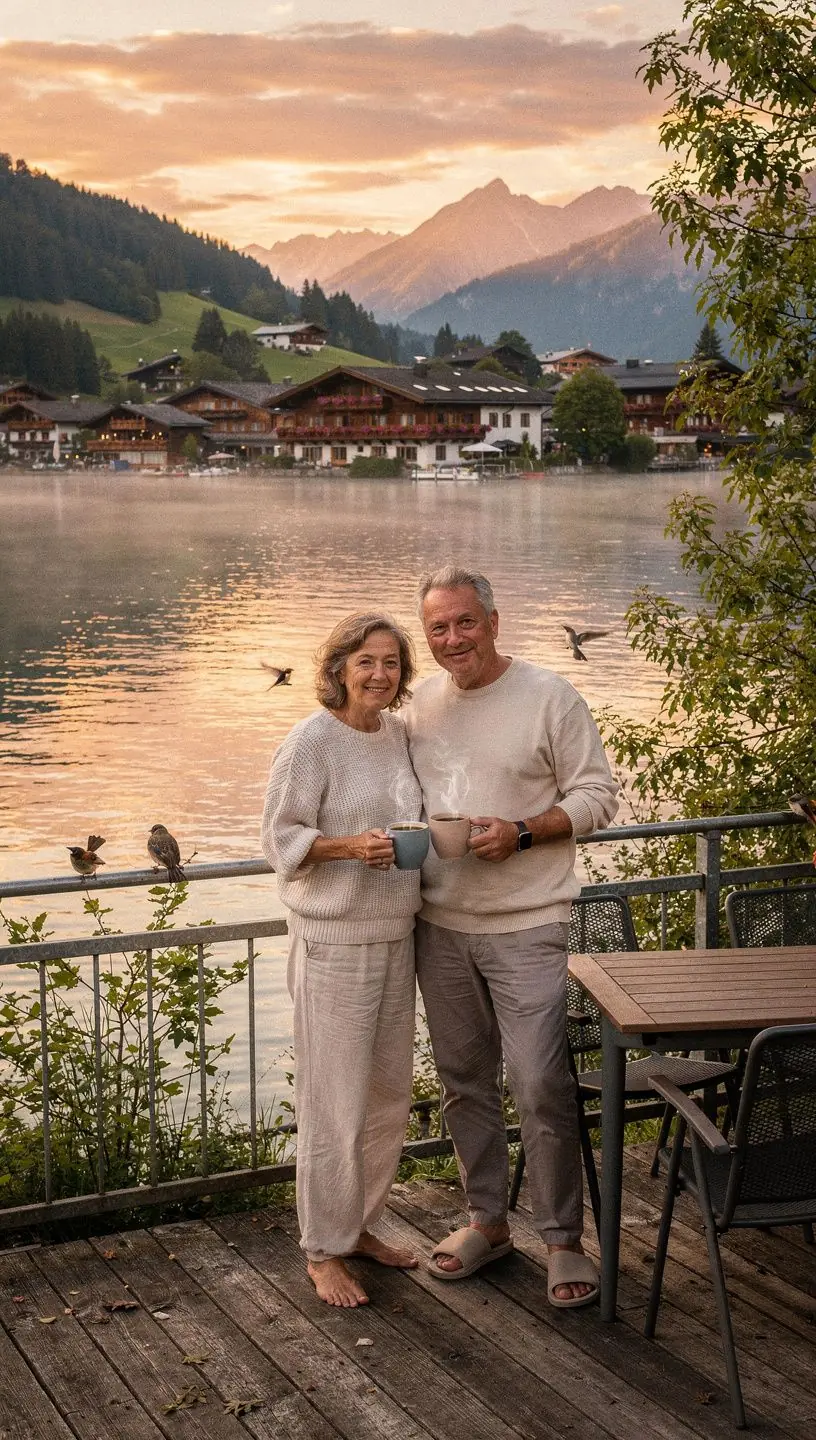 Panoramablick auf den Wolfgangsee mit umliegenden Bergen im Hintergrund
