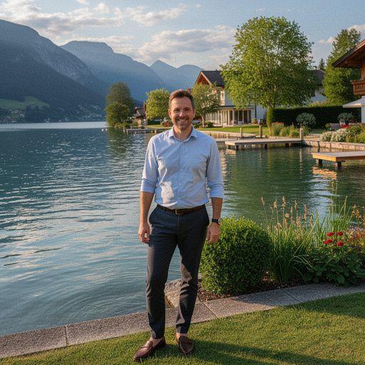 Sonnenuntergang über dem Wolfgangsee, der die Wasseroberfläche erleuchtet